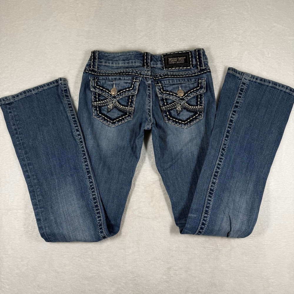 Miss Me Irene Boot Medium Wash Embellished Bootcut Jeans Size 26 JD1021B8